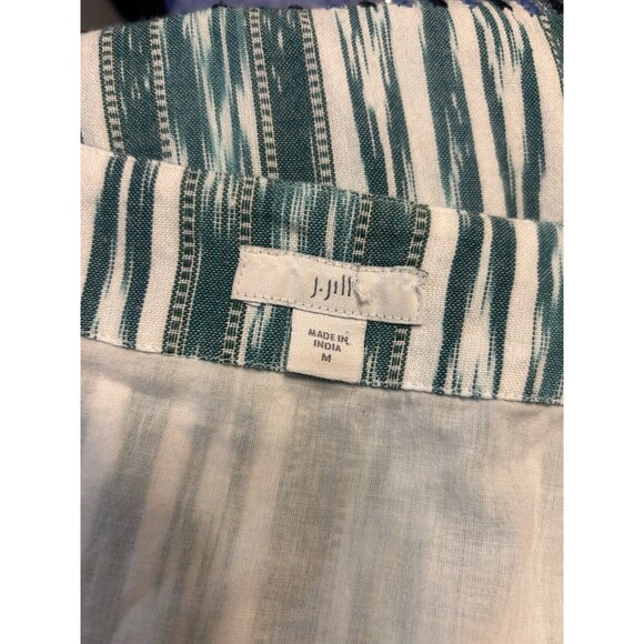 J. Jill Dress Women Size Medium White Green Embroidered Cotton Sundress To Knees - Picture 2 of 8